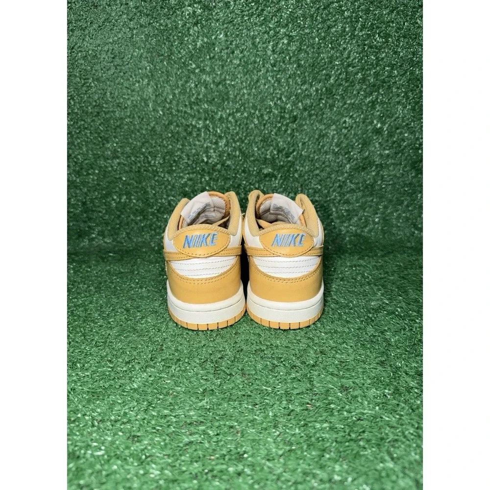 Nike Dunk Low Women Size 5.5 Yellow White Leather Casual Shoes Athletic Sneakers